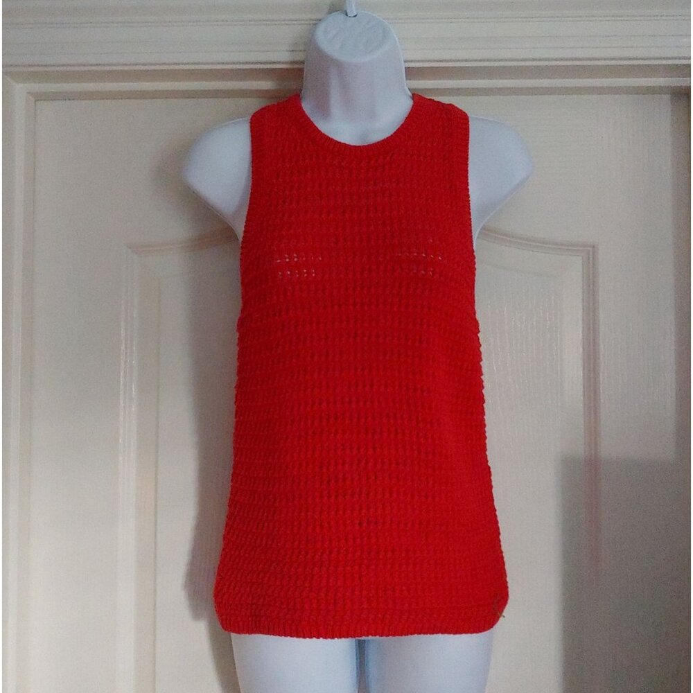 Madewell Crochet-Knit Crewneck Sweater Tank Layer Preppy M Watermelon